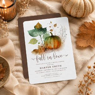 Fall In Love Rustic Pumpkin Bridal Shower Invitation