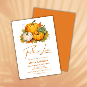 Fall in Love Rustic Pumpkin Bridal Shower  Invitation