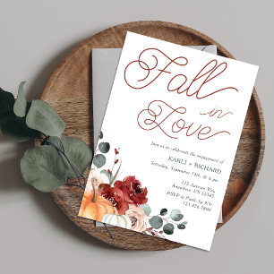 Fall in Love Rustic Pumpkin Engagement Party Invitation