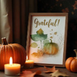Fall In Love Rustic Pumpkin Poster<br><div class="desc">Grateful - Autumn celebration</div>