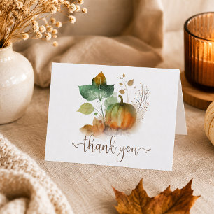 Fall In Love Rustic Pumpkin Thank You Card