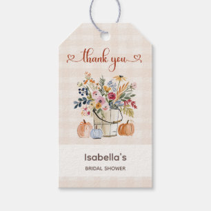 Fall In Love Rustic Pumpkins Florals Watercolor Gift Tags