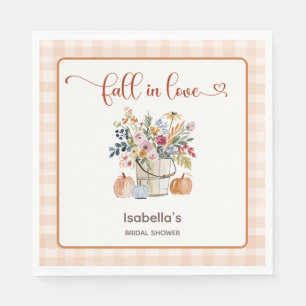 Fall In Love Rustic Pumpkins Florals Watercolor Napkin