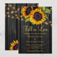 Fall in Love Rustic sunflowers wood couples shower