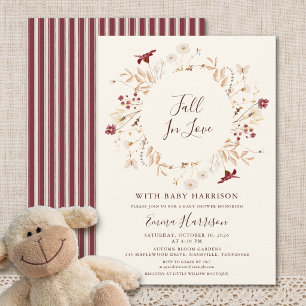 Fall In Love Rustic Wildflower Baby Shower Invitation