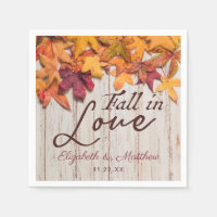 Fall in Love Rustic Wood Autumn Leaves Wedding
