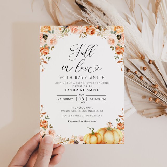 fall in love script baby shower invitation (Creator Uploaded)