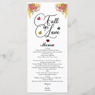 Fall in Love Script Wedding Menu