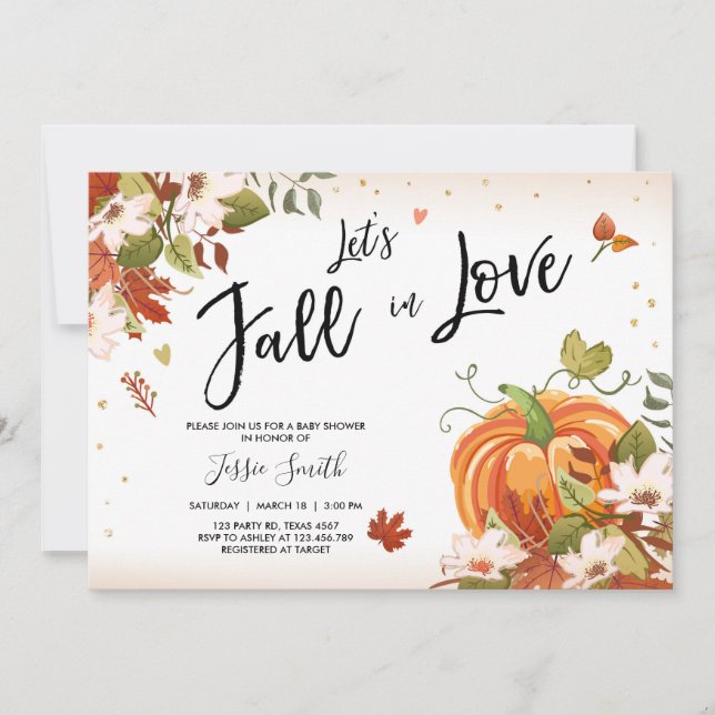 Fall in Love shower invitation Bridal Baby Autumn (Front)