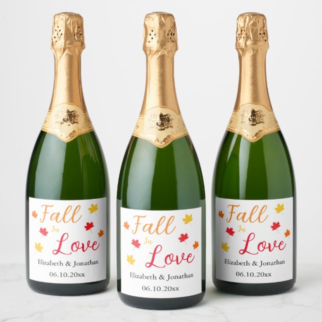 Fall In Love Sparkling Wine Label (Bottles)