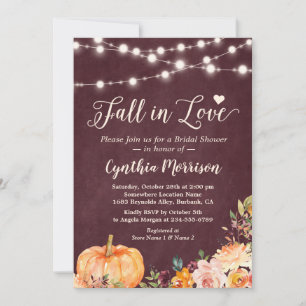 Fall in Love String Lights Floral Bridal Shower Invitation