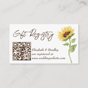 Fall in love sunflower bridal shower gift registry enclosure card