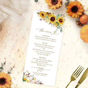 Fall in Love Sunflower Pumpkin Autumn Wedding Menu