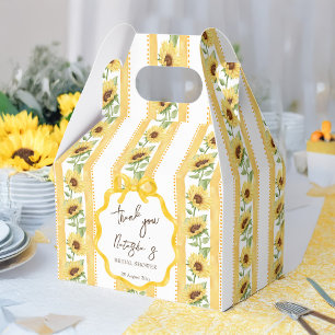 Fall in love sunflower yellow stripe bridal shower favor box