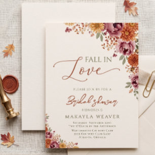Fall in Love Terracotta Autumn Bridal shower Invitation