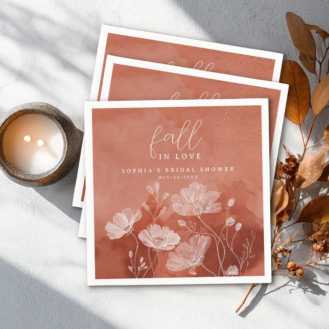 Fall in Love Terracotta Bridal Shower Napkin (Fall In Love -  Paper Napkins)