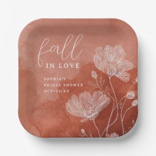 Fall in Love Terracotta Bridal Shower Paper Plate