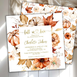 Fall In Love  Terracotta Gold Floral Bridal Shower Invitation