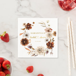 Fall in Love Terracotta Gold Foil Bridal Shower  Napkin
