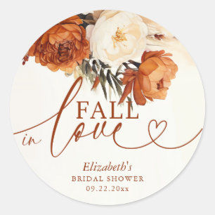 Fall in Love Terracotta Pampas Boho Bridal Shower Classic Round Sticker