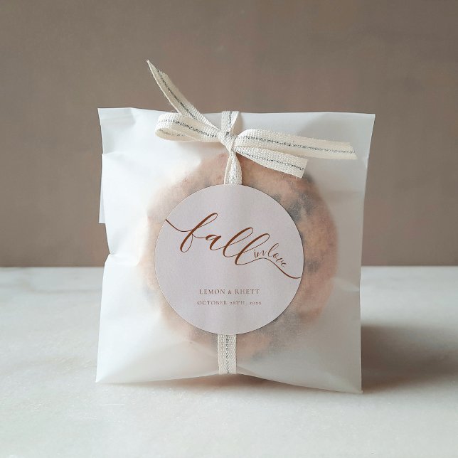Fall In Love Terracotta Wedding  Classic Round Sticker (Creator Uploaded)