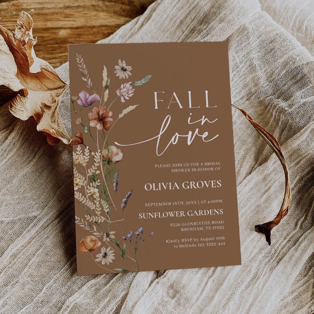 Fall in Love Terracotta Wildflower Bridal Shower  Invitation (Creator Uploaded)