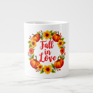 Fall in Love: Vibrant Autumn Wreath Design Large Coffee Mug
