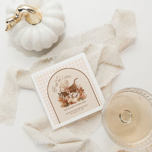 Fall In Love Vintage Carriage Gingham Baby Shower Napkin