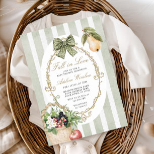 Fall in Love Vintage Whimsical Sage Baby Shower Invitation