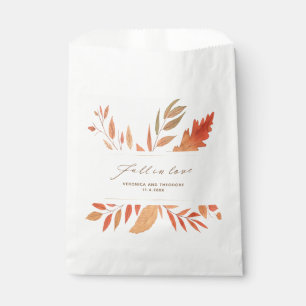 Fall In Love Watercolor Autumn Leaves Wedding Favour Bag