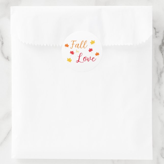 Fall In Love Wedding Classic Round Sticker (Bag)