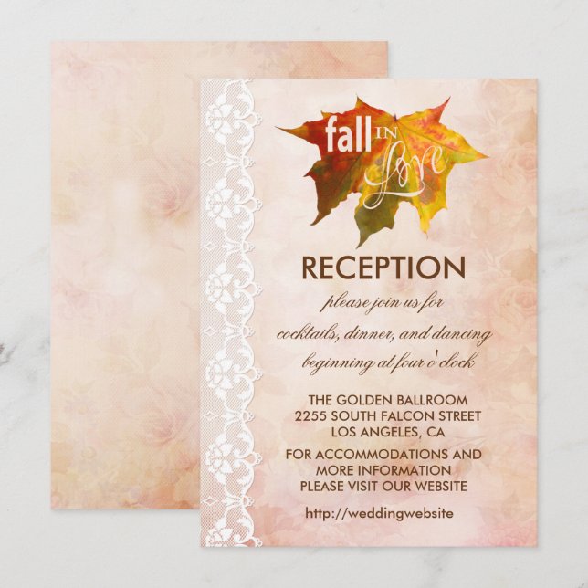 Fall in Love Wedding Reception Enclosure Invitation (Front/Back)