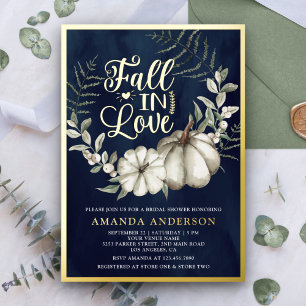 Fall in Love White Pumpkin Sage Navy Bridal Shower