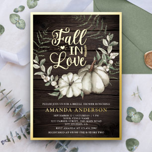 Fall in Love White Pumpkin Sage Wood Bridal Shower