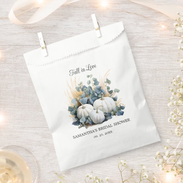 Fall in love White pumpkins Bridal Shower Favour Bag (Clipped)