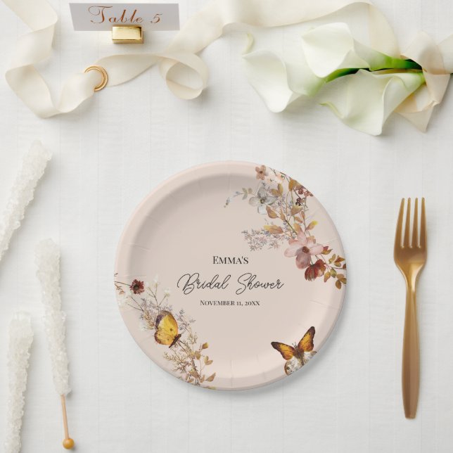 Fall in Love Wildflower Bridal Shower Paper Plate (Wedding)