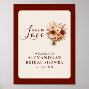 Fall In Love Wildflower Floral Boho Bridal Shower Poster