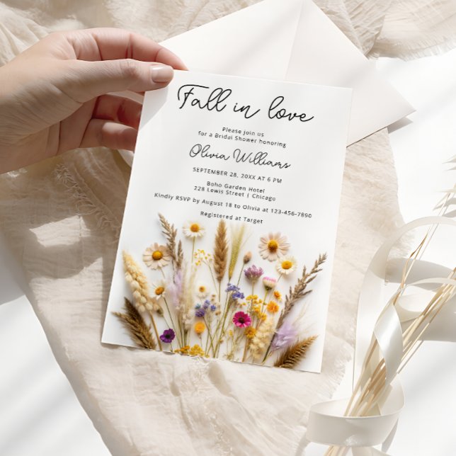 Fall In Love Wildflowers Bridal Shower Invitation (Creator Uploaded)