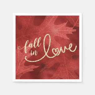 Fall in Love with Autumn   Apple Red and Gold Napkin