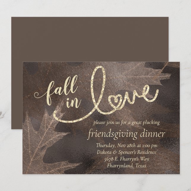 Fall in Love with Autumn | Elegant Friendsgiving Invitation (Front/Back)
