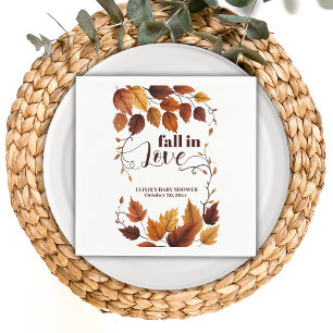 Fall In Love With Autumn Leaves Baby Shower Napkin