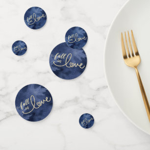 Fall in Love with Autumn Navy Blue and Gold Confetti