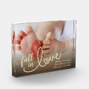 Fall in Love with Autumn New Baby Stats Keepsake Photo Block