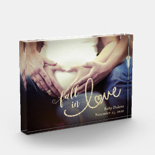 Fall in Love with Autumn Pregnancy Baby Keepsake Photo Block