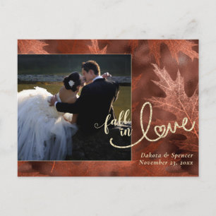 Fall in Love with Autumn Rust Photo Thank You Postcard