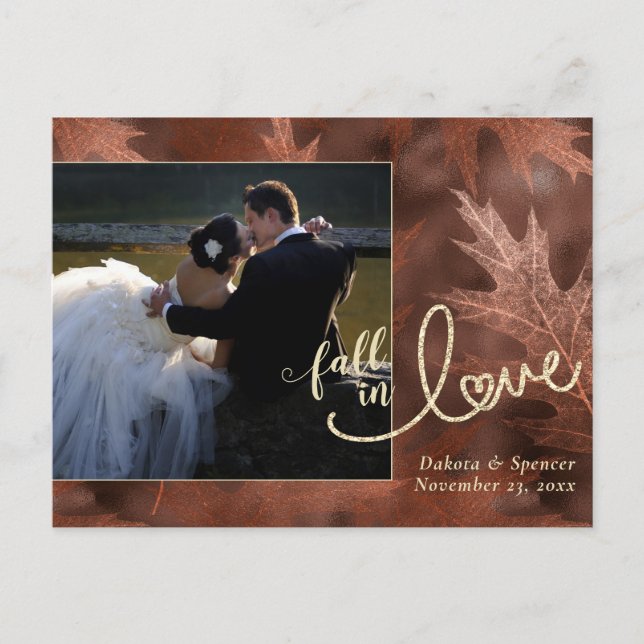 Fall in Love with Autumn | Rust Photo Thank You Postcard (Front)