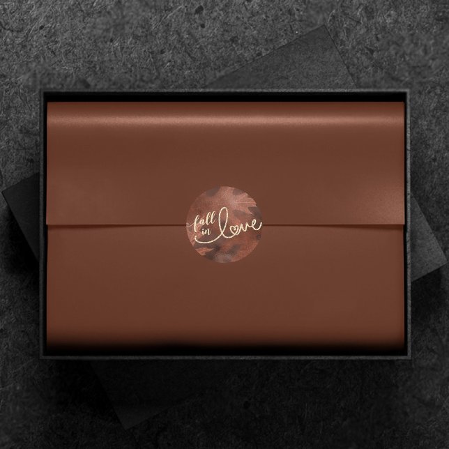 Fall in Love with Autumn | Rustic Boho Chic Orange Classic Round Sticker (Creator Uploaded)