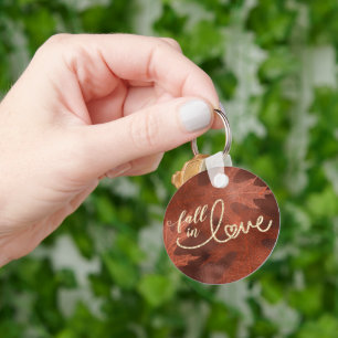 Fall in Love with Autumn   Rustic Boho Chic Orange Keychain