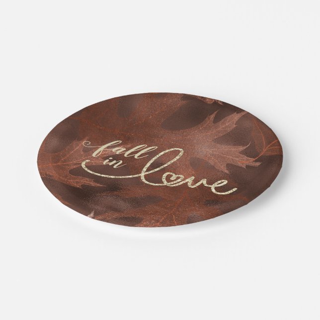 Fall in Love with Autumn | Rustic Boho Chic Orange Paper Plate (Angled)