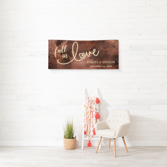 Fall in Love with Autumn | Rustic Orange Wedding Banner (Insitu)